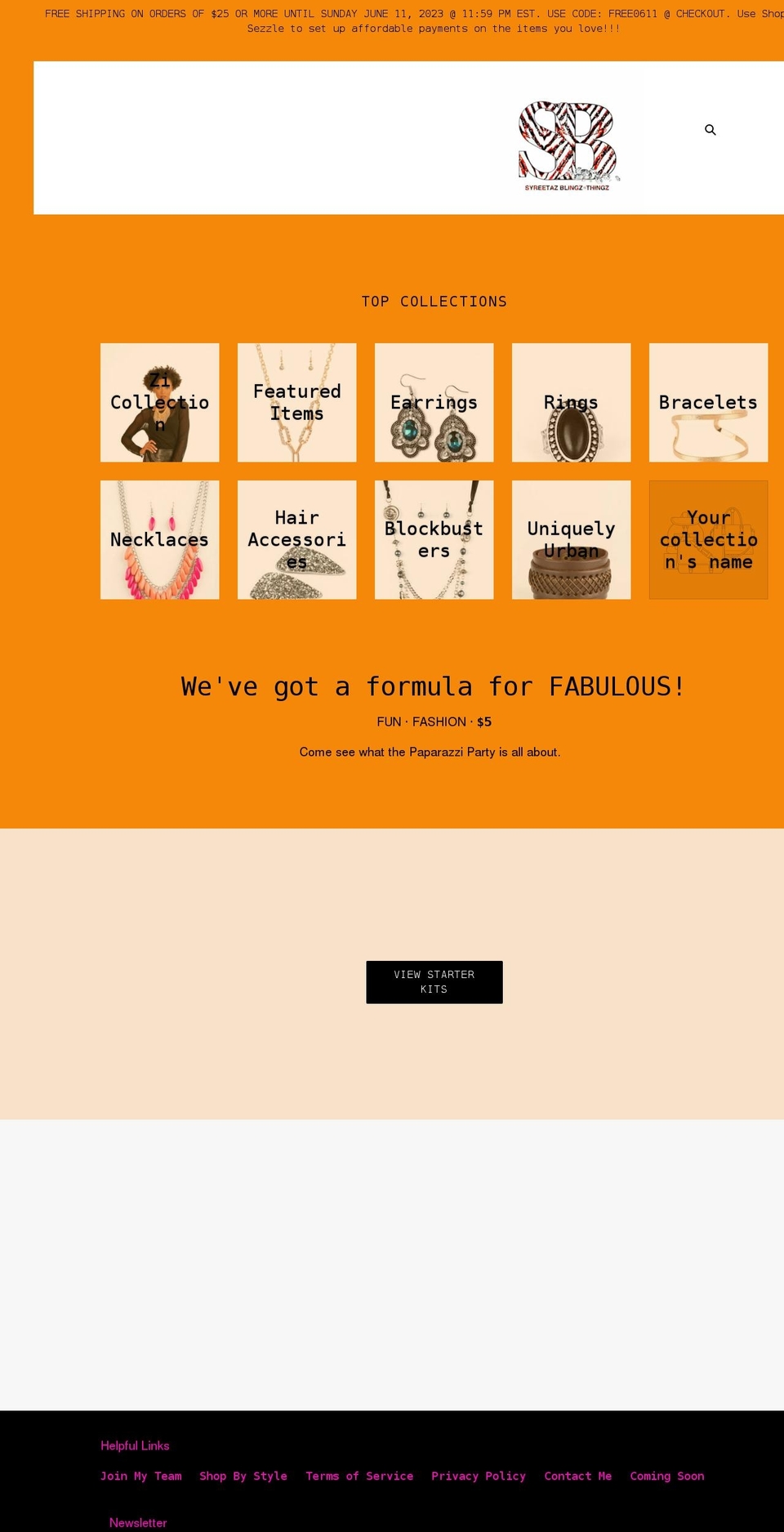 syreetazblingznthingz.com shopify website screenshot