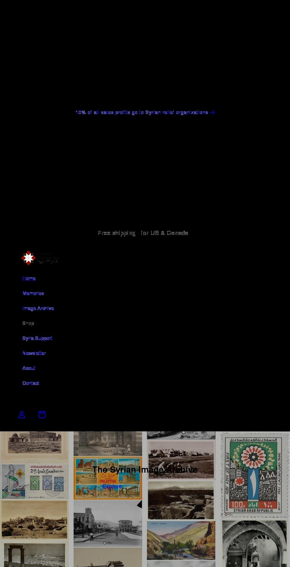 syrianmemories.com shopify website screenshot