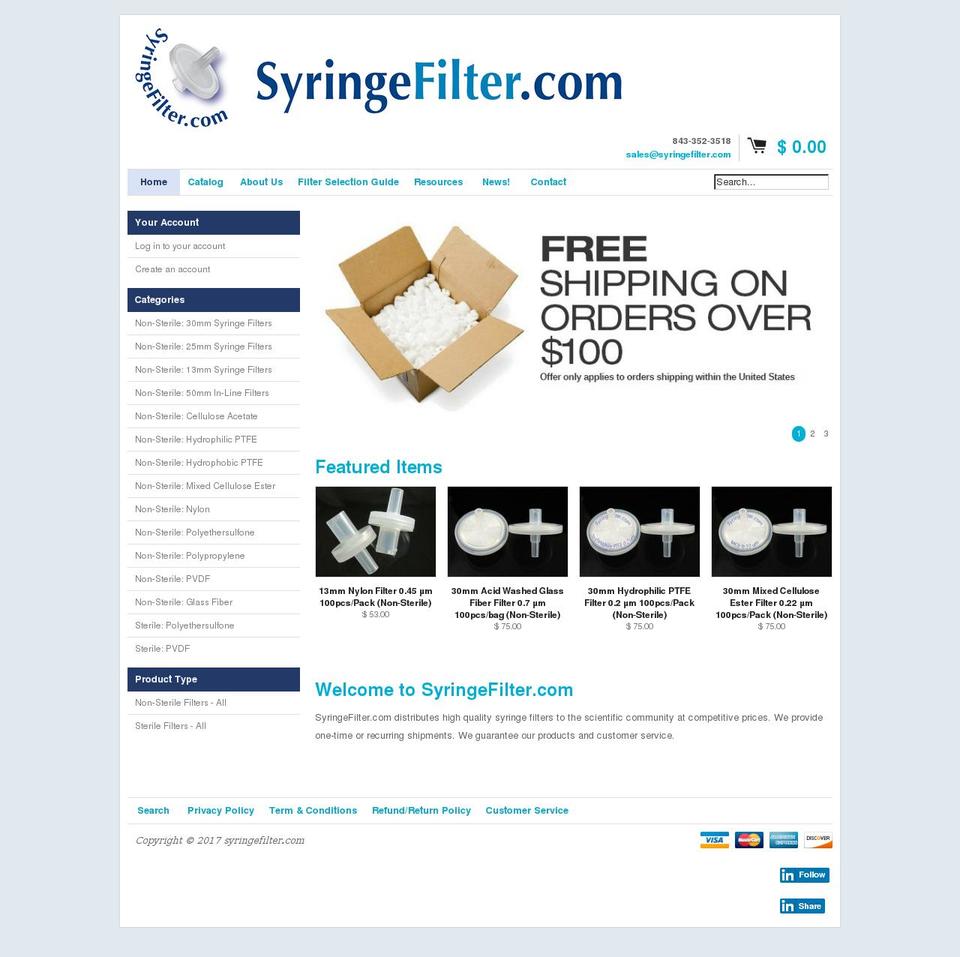 syringefilter.com shopify website screenshot