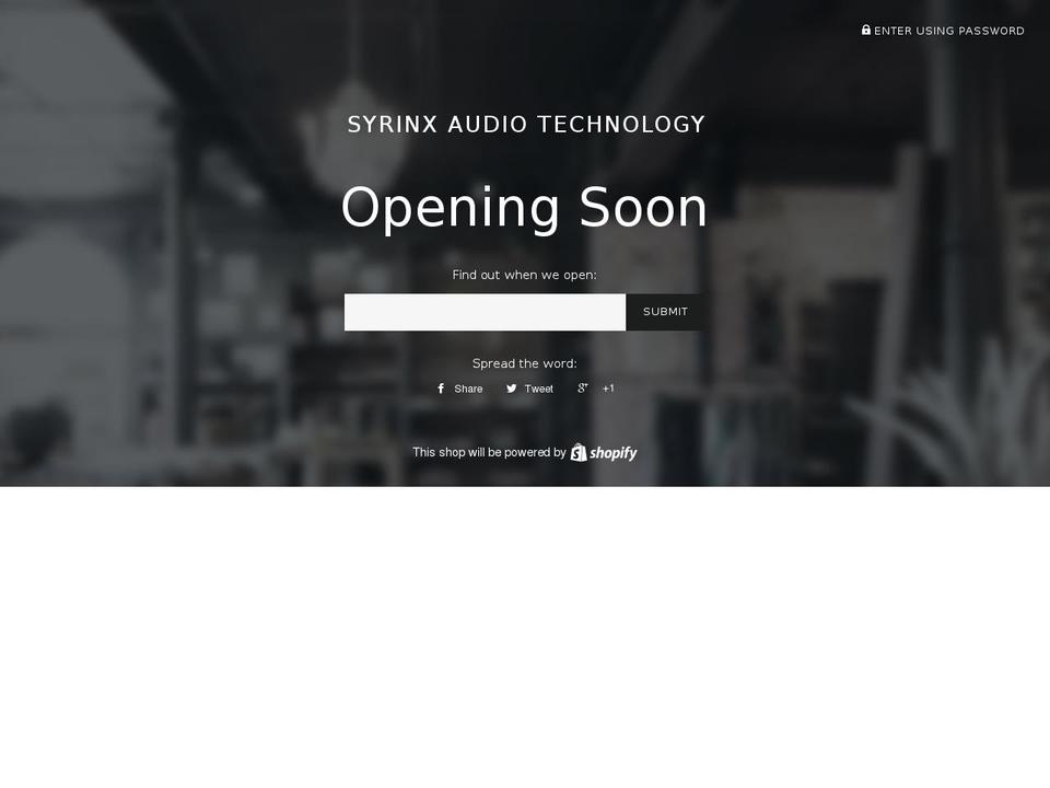 syrinxaudio.com shopify website screenshot