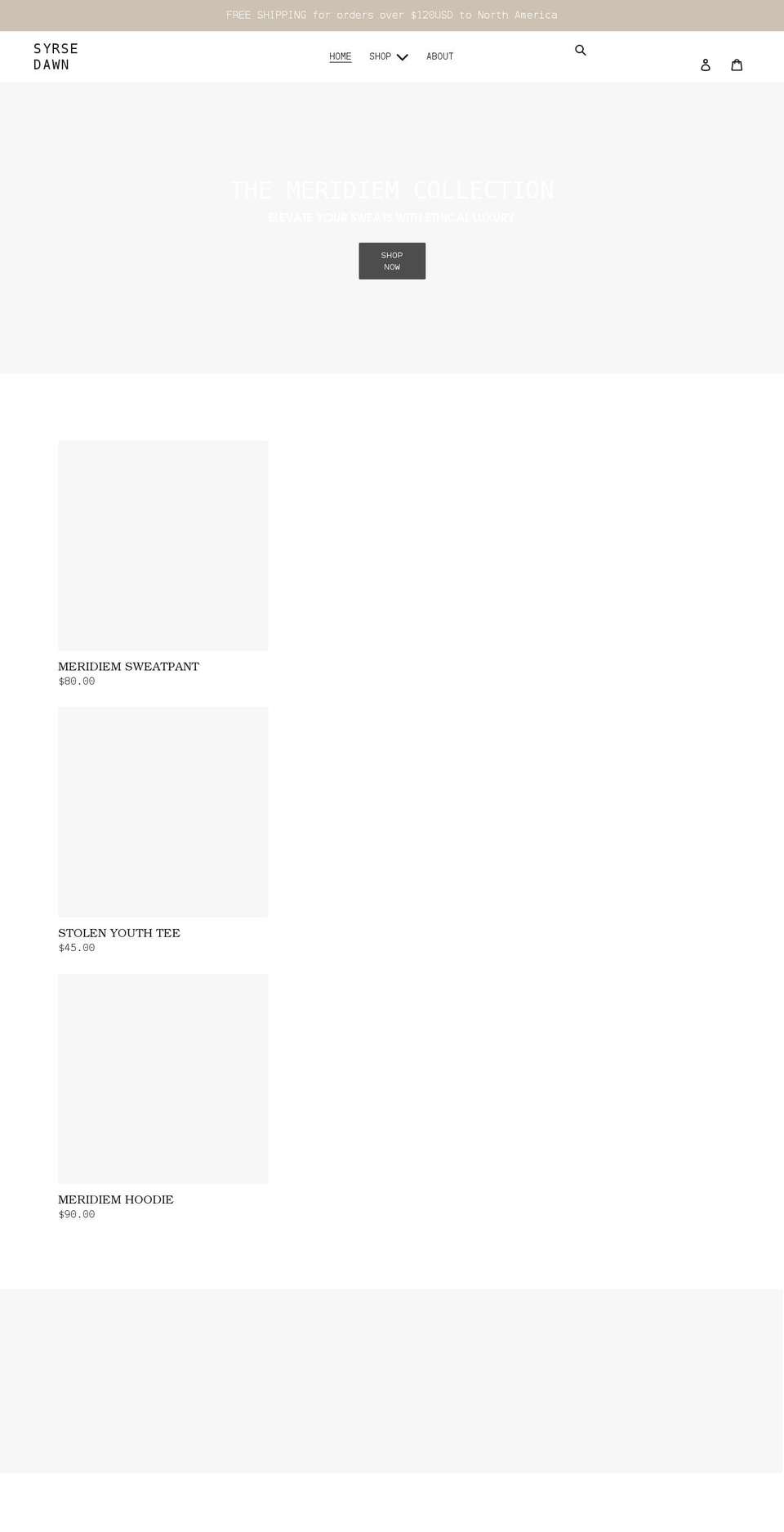 syrsedawn.com shopify website screenshot