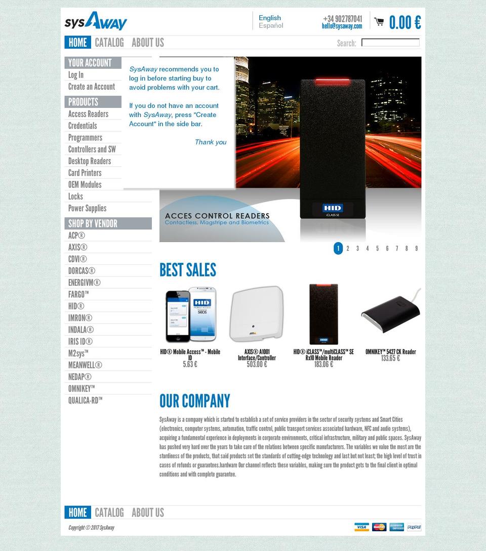 sysaway.net shopify website screenshot