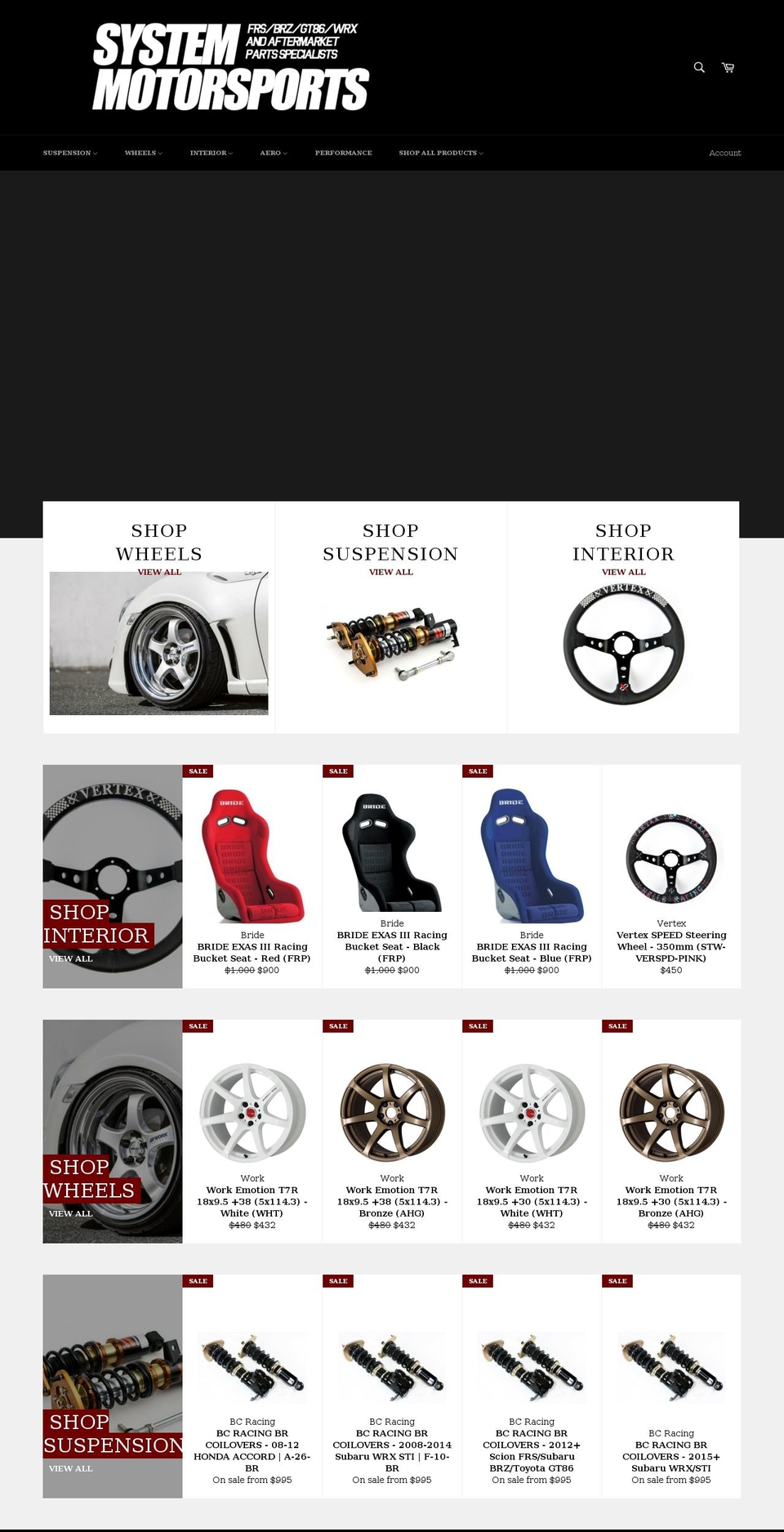systemmotorsports.com shopify website screenshot