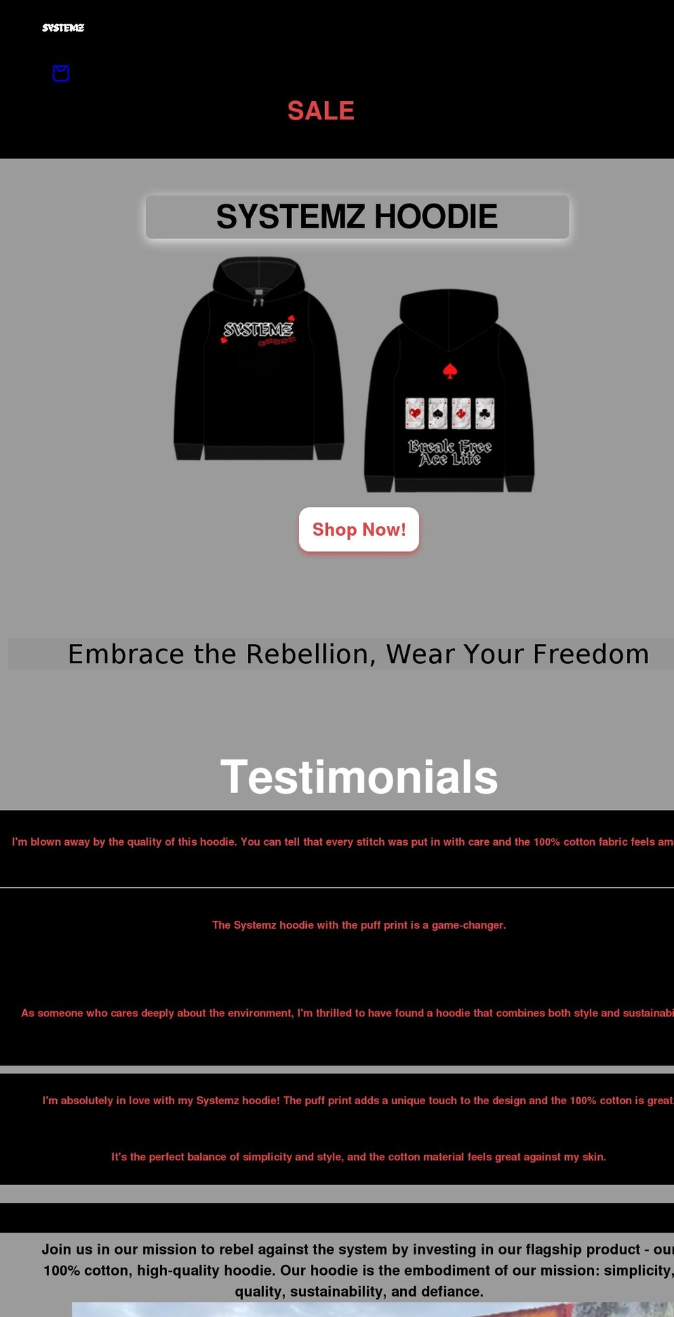 systemzz.com shopify website screenshot