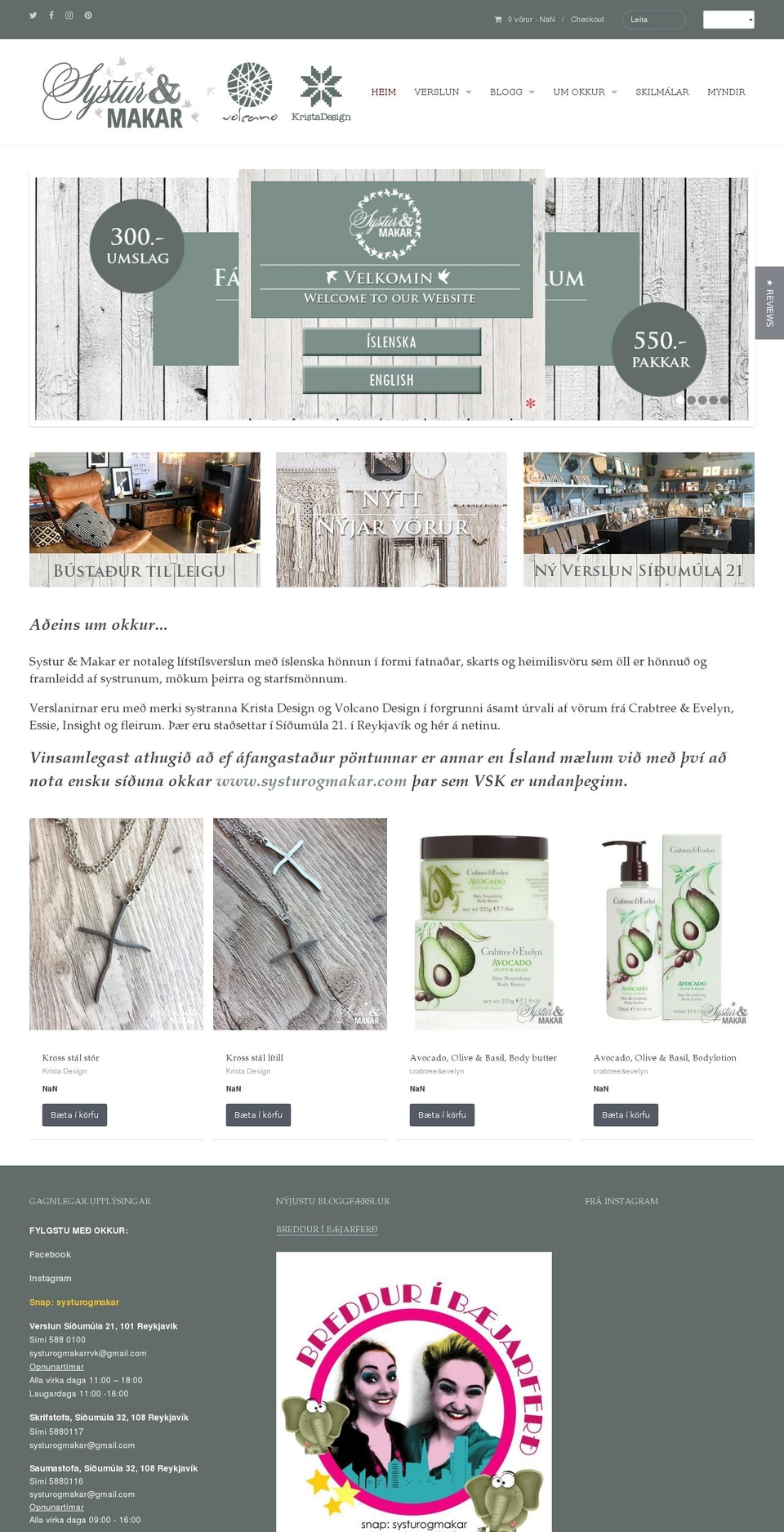 Canopy Shopify theme site example systurogmakar.is