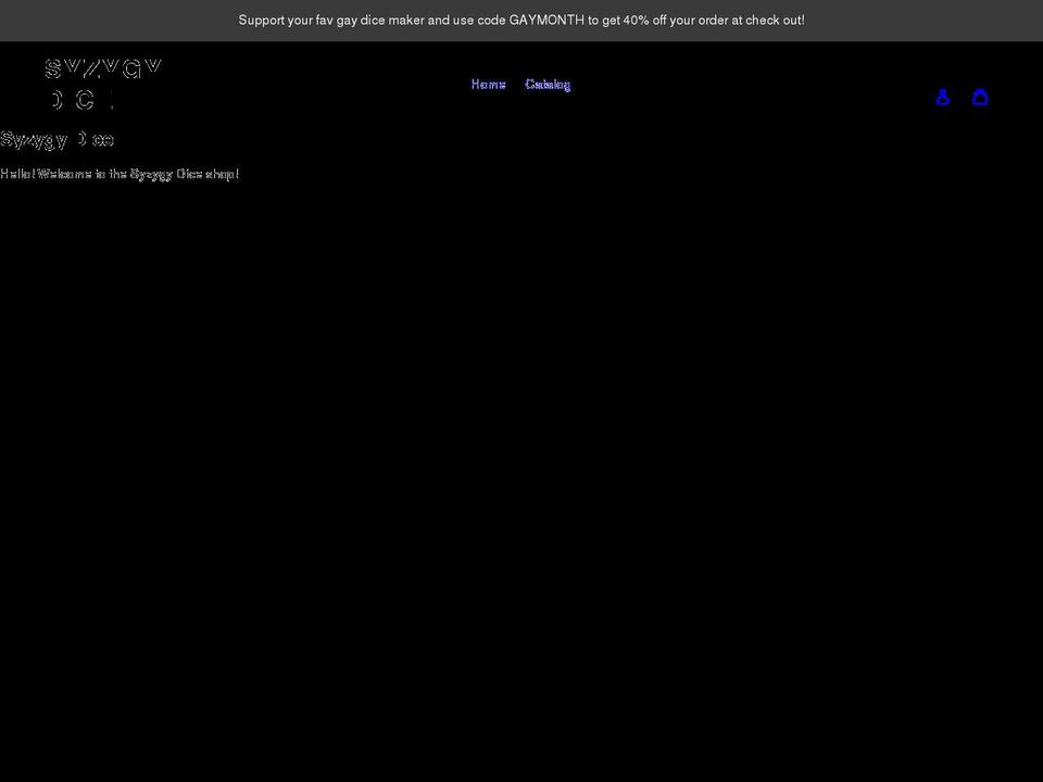 syzygydice.com shopify website screenshot