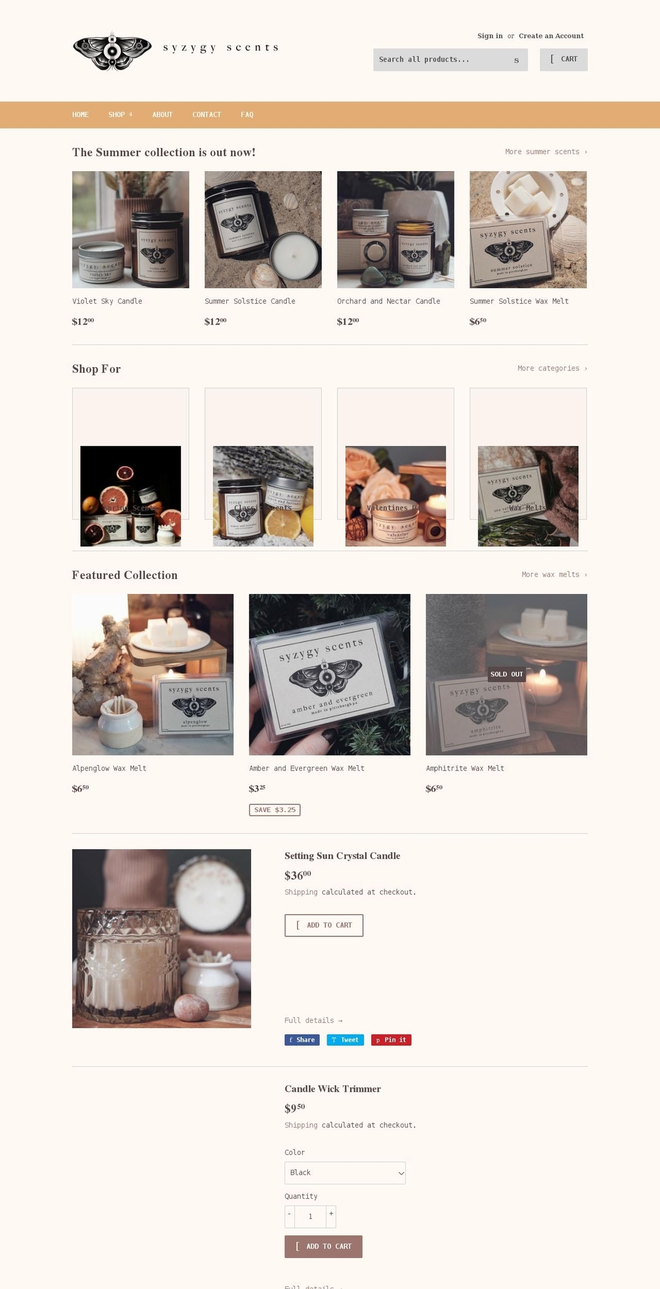 syzygyscents.com shopify website screenshot