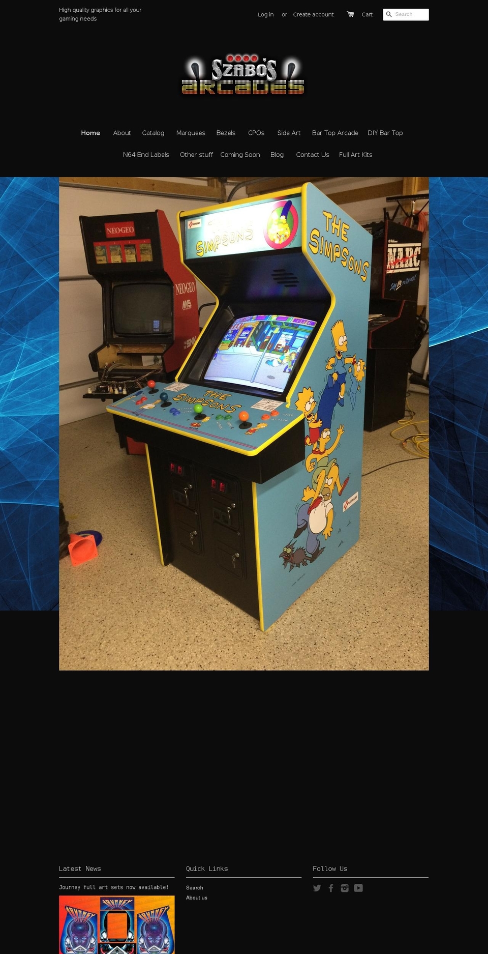 szabosarcades.com shopify website screenshot