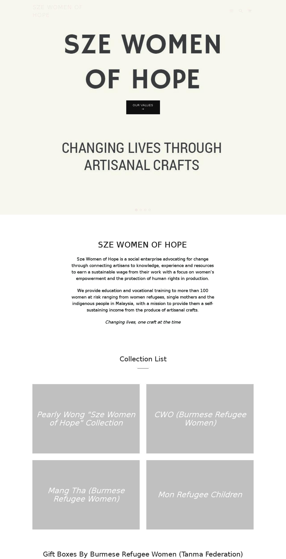 szewomenofhope.com — Shopify storefront screenshot