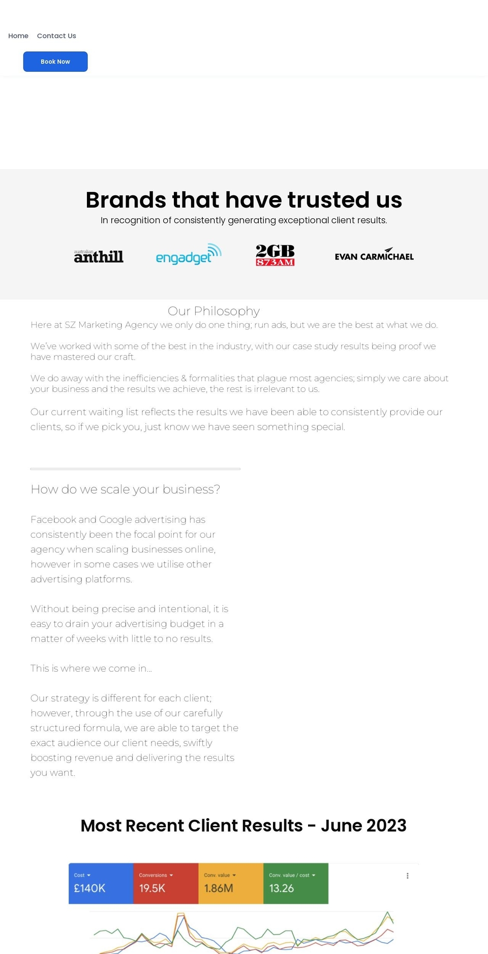 szmarketingagency.com — Shopify storefront screenshot