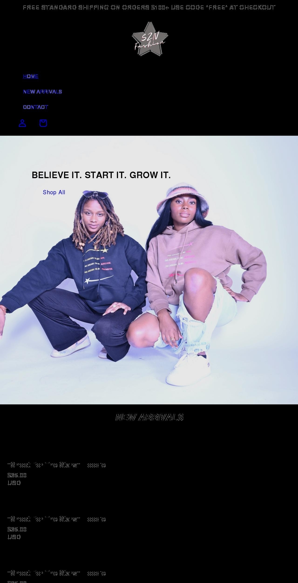 szn-fashion.com shopify website screenshot