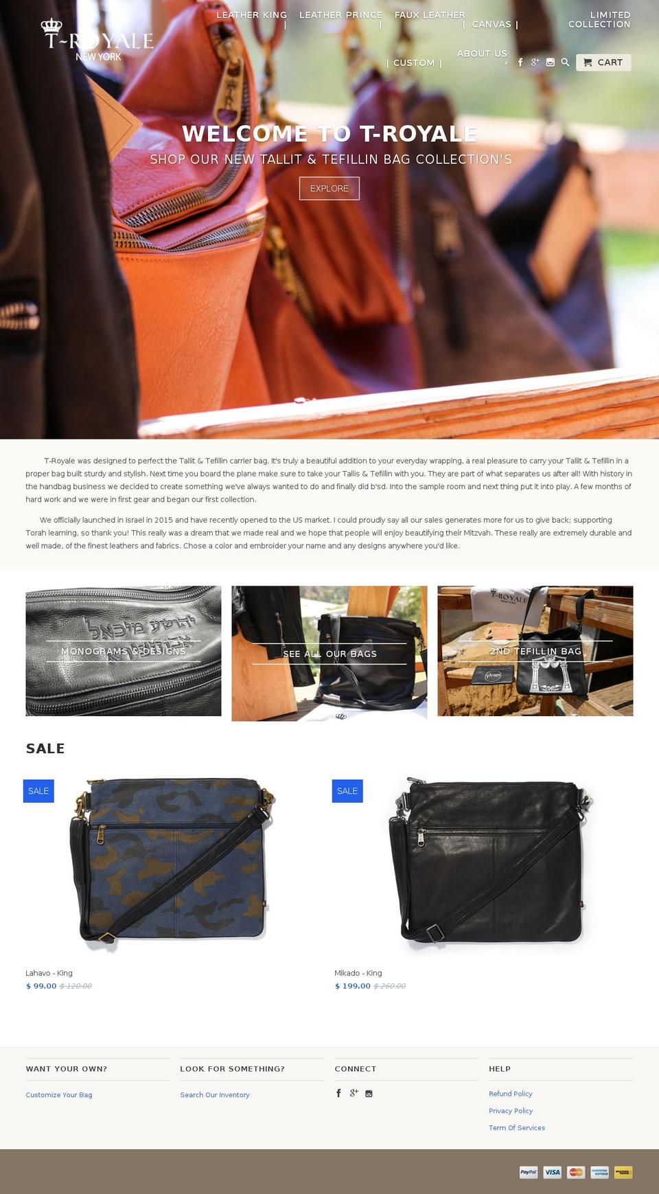 t-royale.com shopify website screenshot