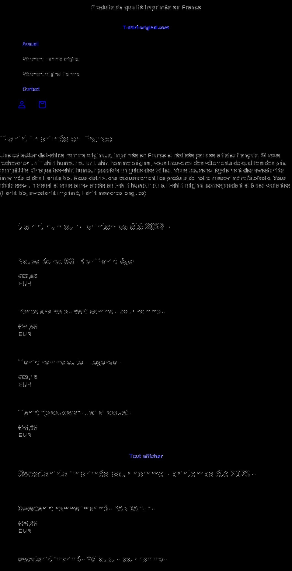 t-shirt-original.com shopify website screenshot