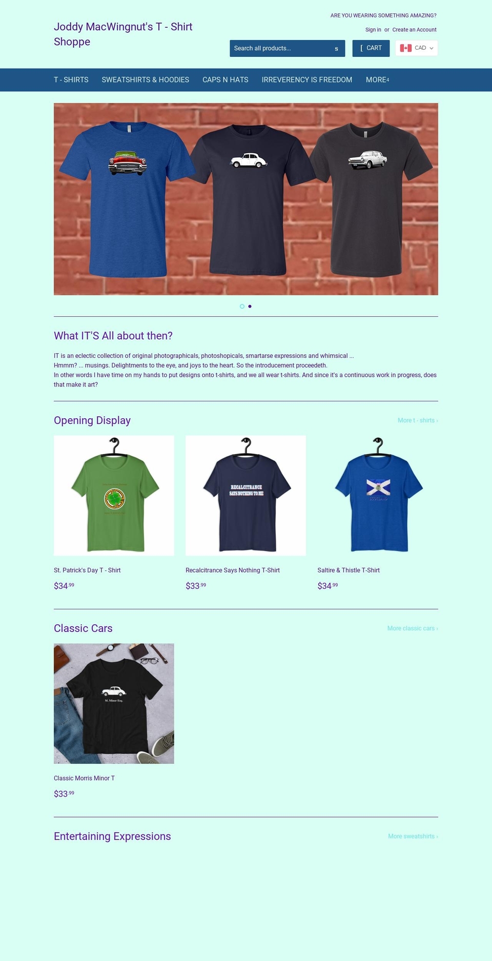 t-shirt-shoppe.com shopify website screenshot