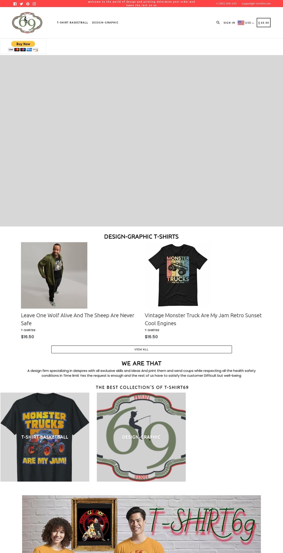 t-shirt69.com shopify website screenshot