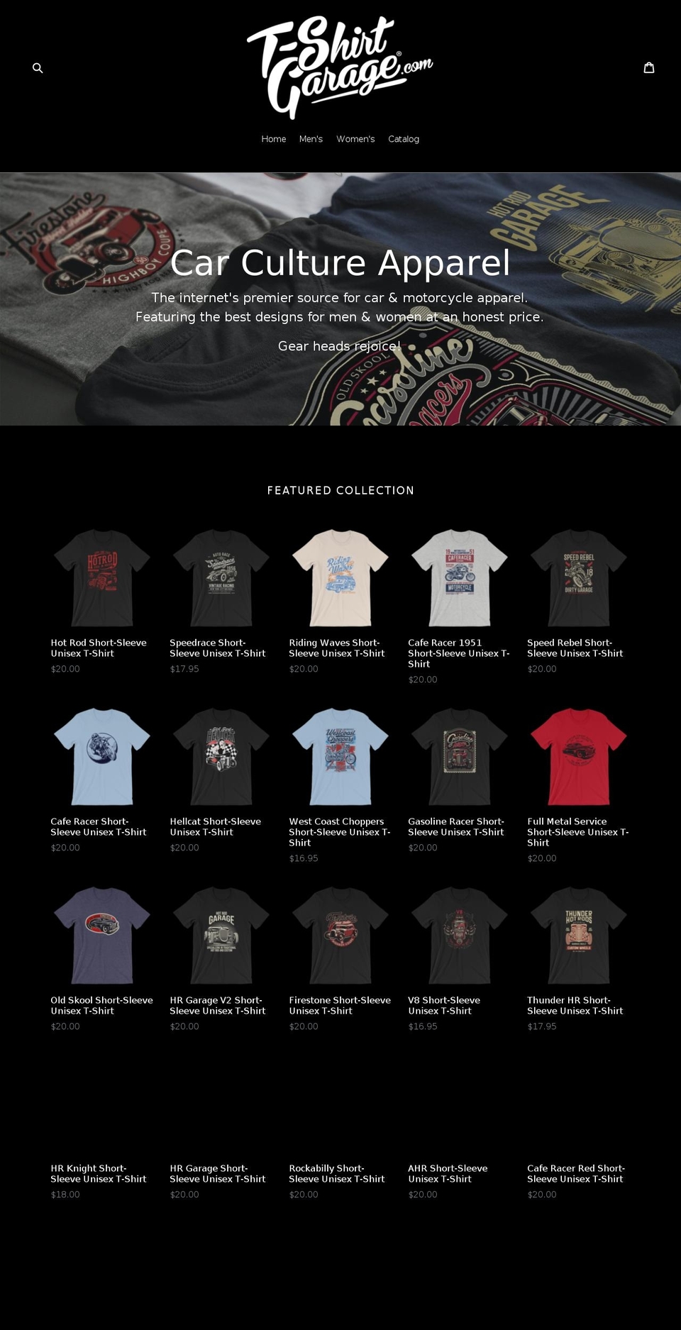 t-shirtgarage.com — Shopify storefront screenshot