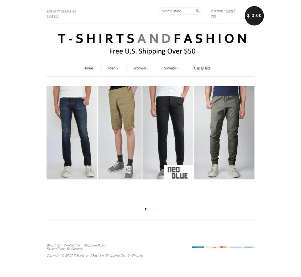 t-shirtsandfashion.com shopify website screenshot