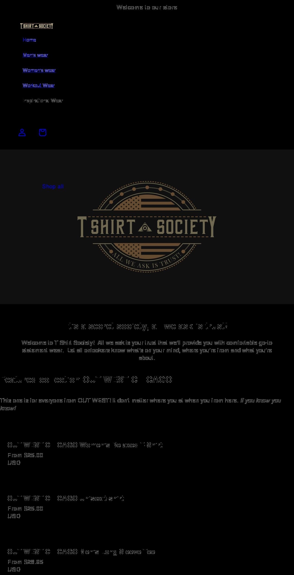 t-shirtsociety.com shopify website screenshot