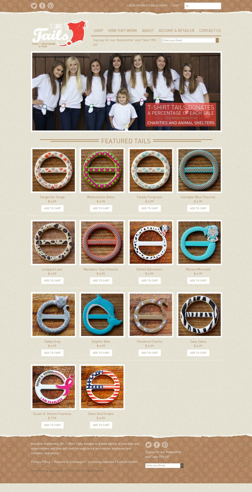 T-Shirt Tails Theme Shopify theme site example t-shirttails.com