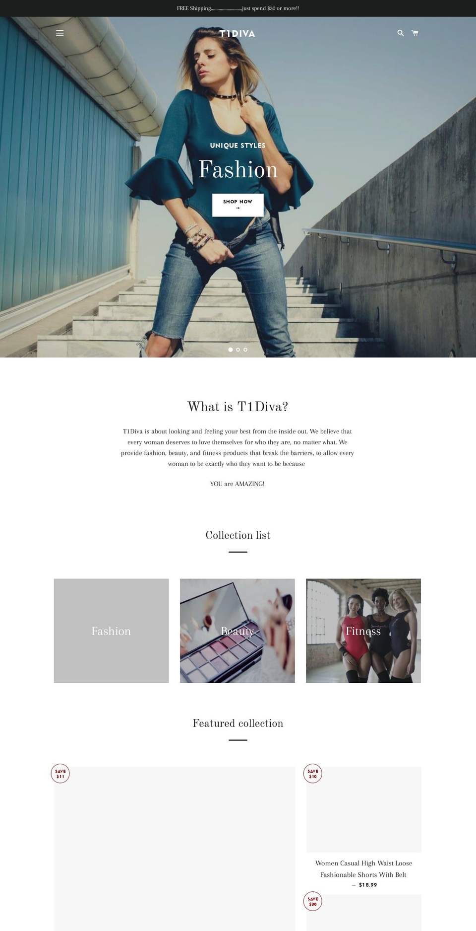 t1diva.com — Shopify storefront screenshot