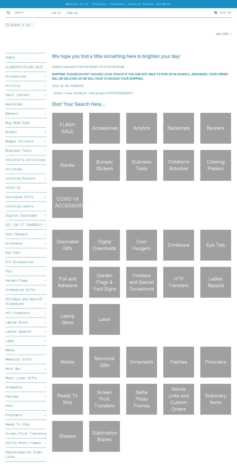 t2blanks4you.com shopify website screenshot