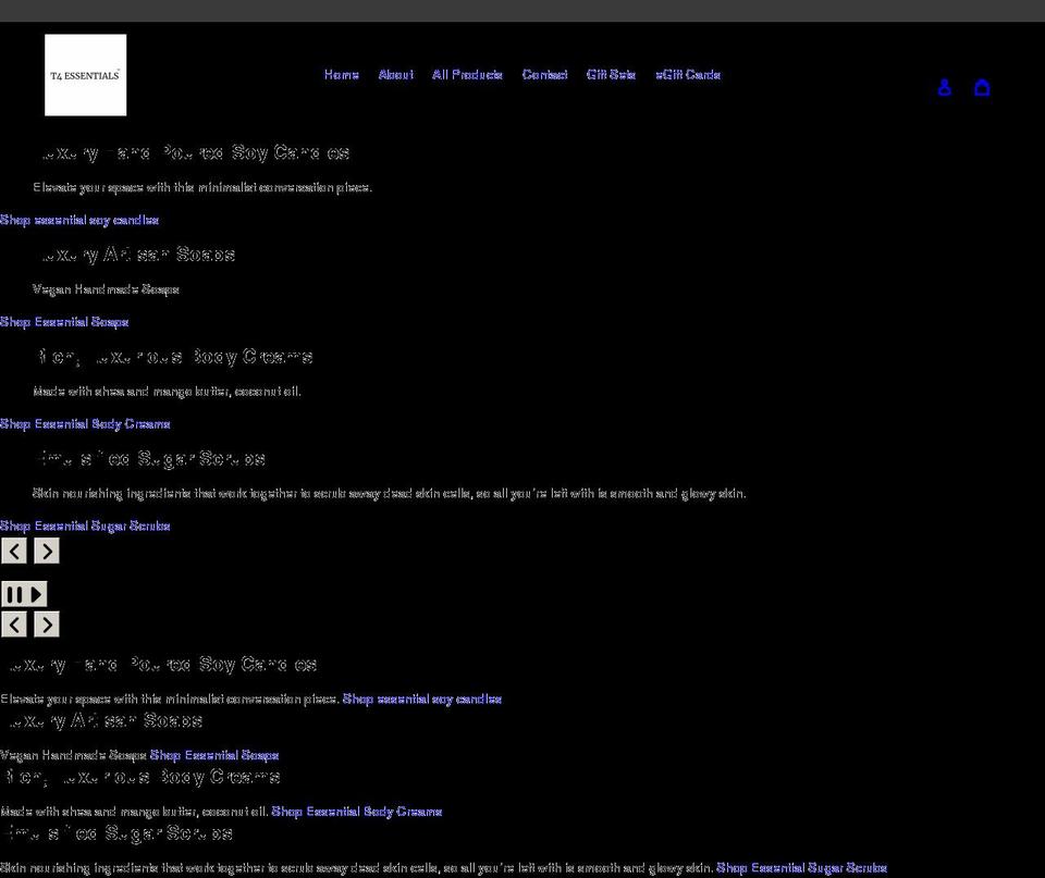 t4essentials.com shopify website screenshot