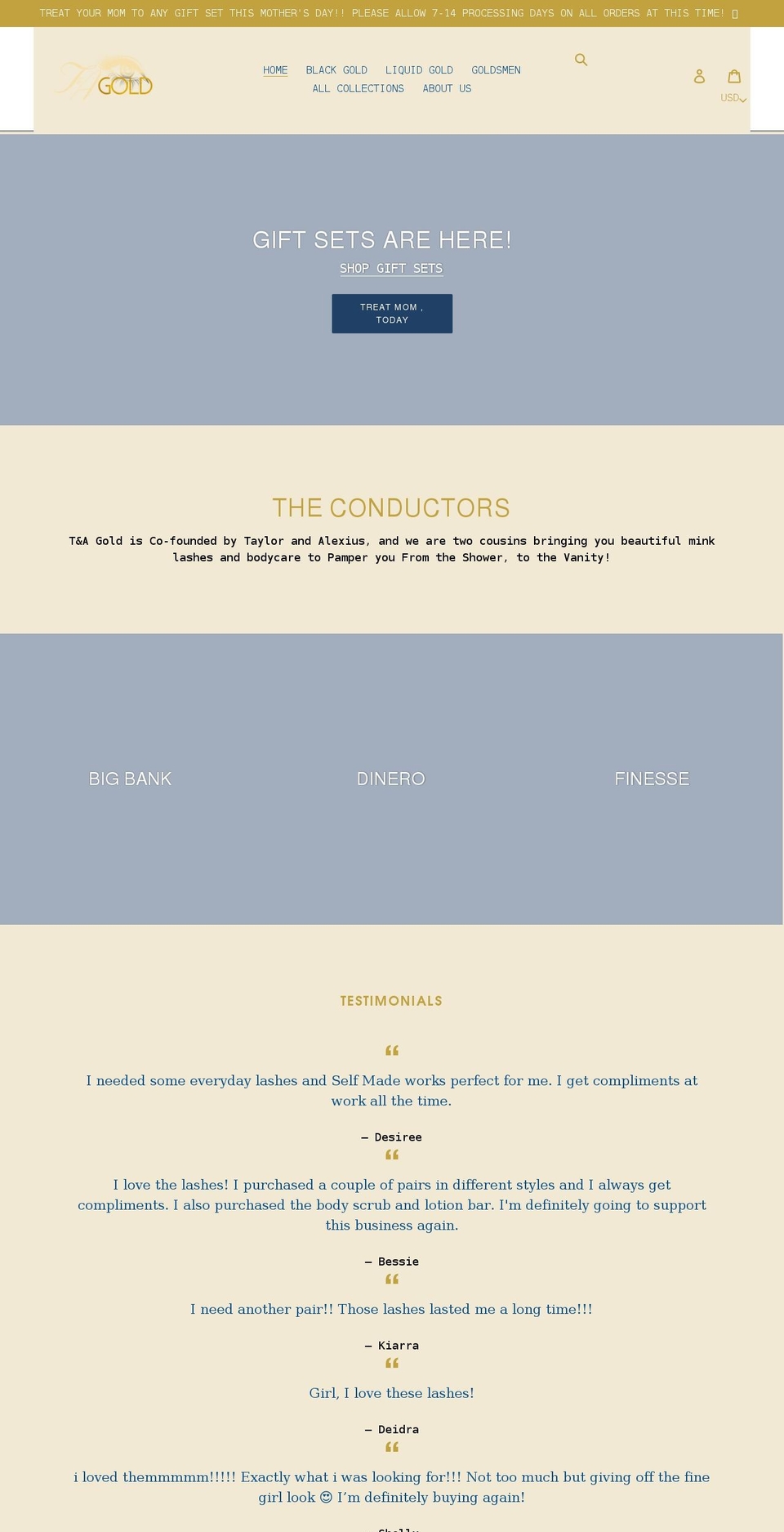 ta-gold.com shopify website screenshot