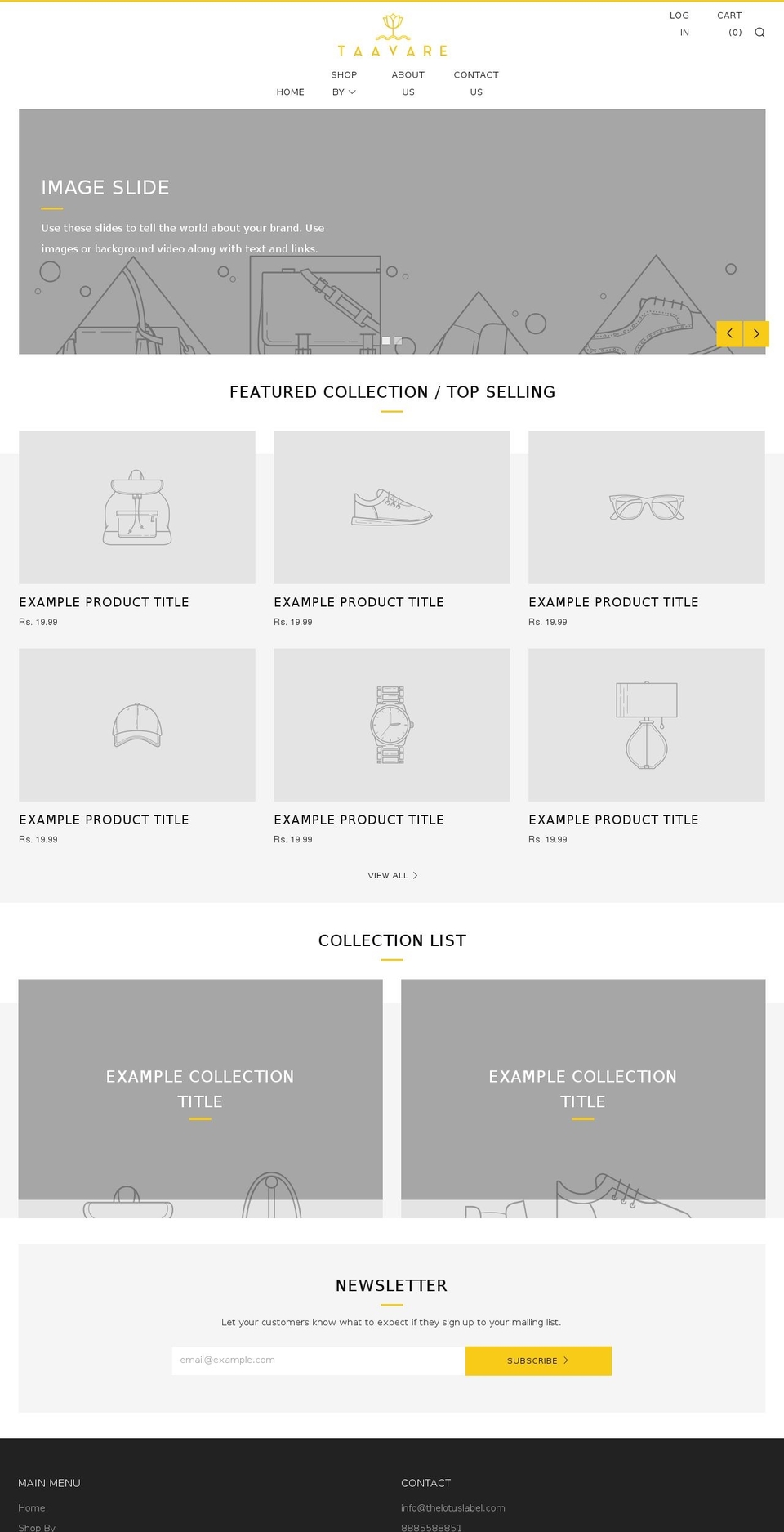 taavareclothing.com — Shopify storefront screenshot