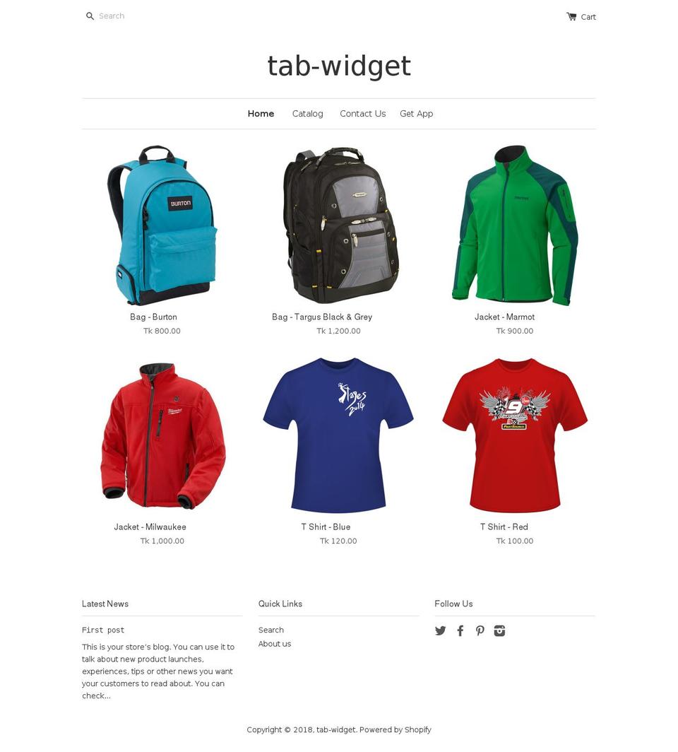 tab-widget.myshopify.com shopify website screenshot