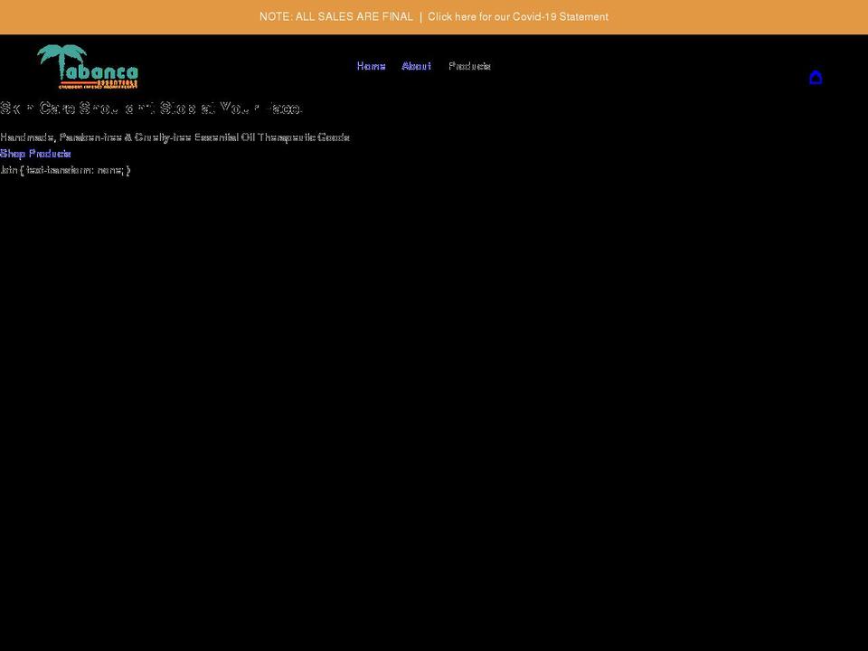 tabancaessentials.com shopify website screenshot