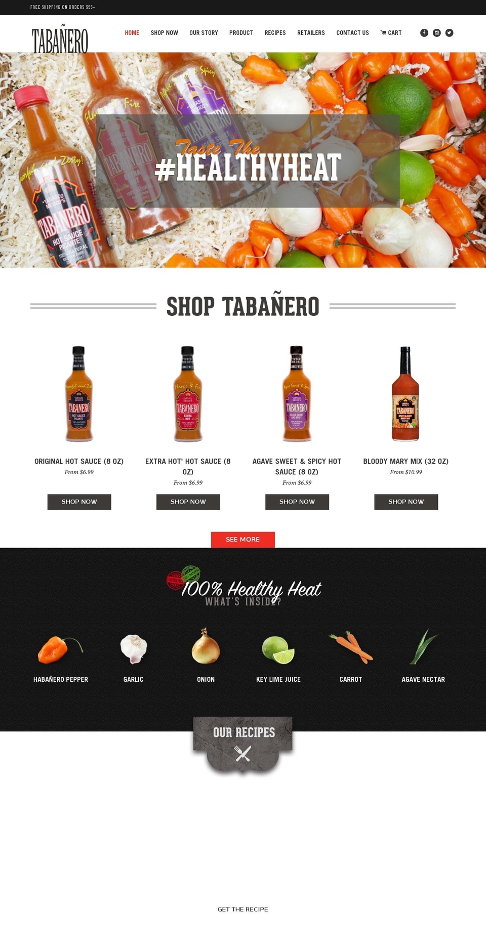 tabanerohotsauce.com shopify website screenshot