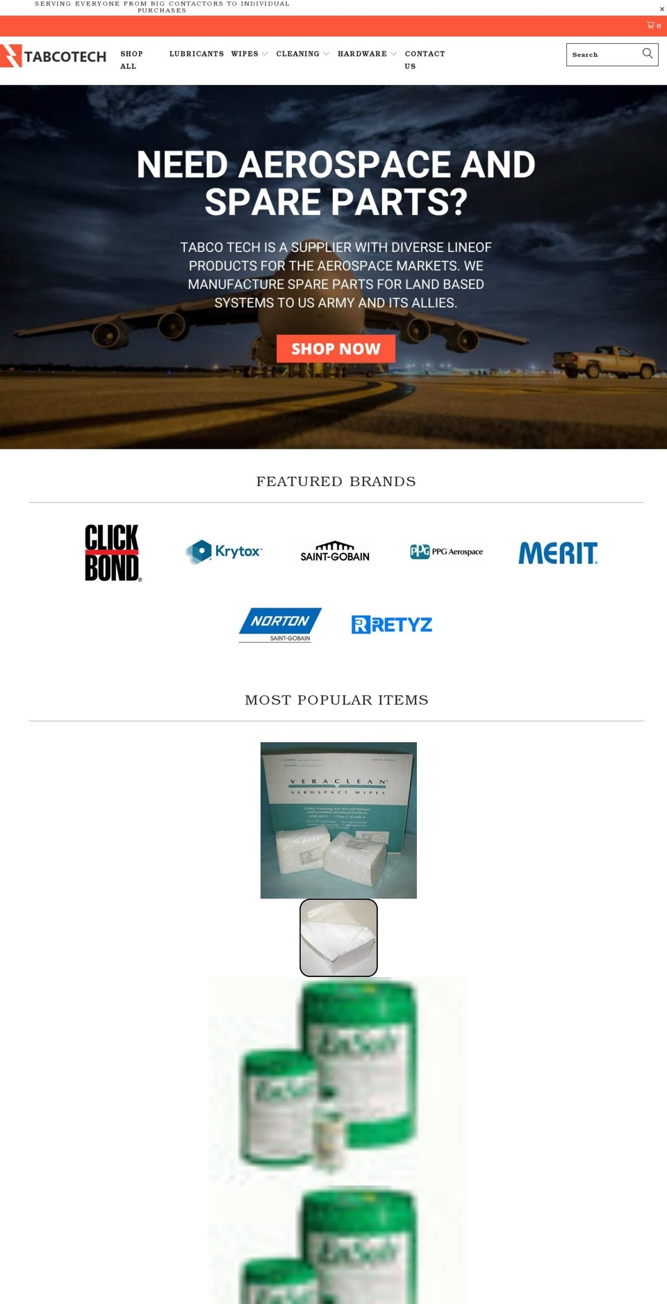 tabcotechinc.com shopify website screenshot