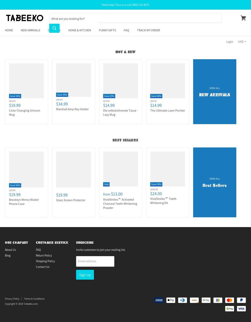 tabeeko.com — Shopify storefront screenshot