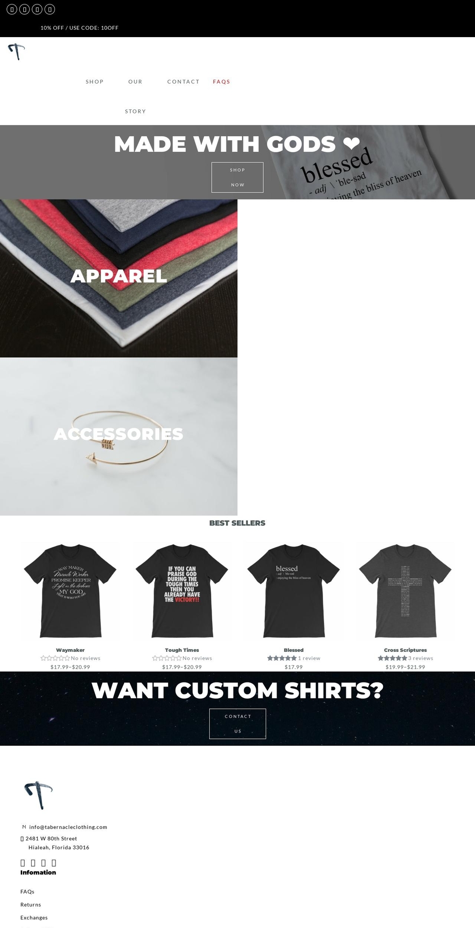 tabernacleclothing.com shopify website screenshot