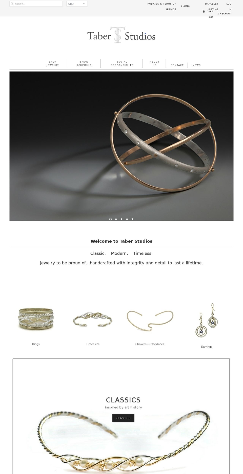 taberstudios.com shopify website screenshot