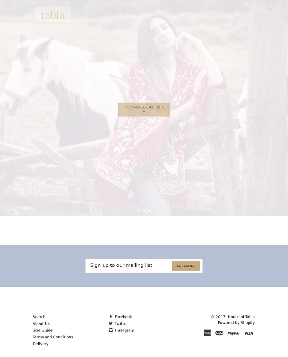 tablacollections.com shopify website screenshot
