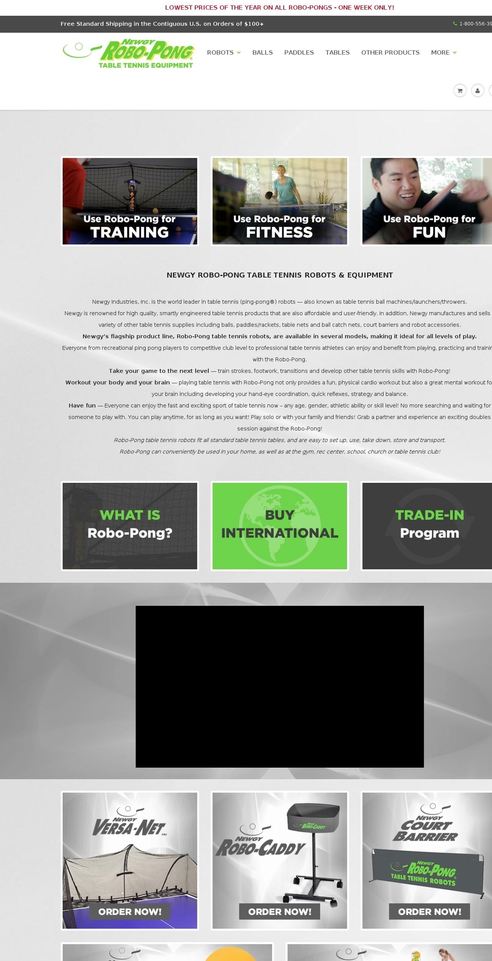 table-tennis-robot.com shopify website screenshot