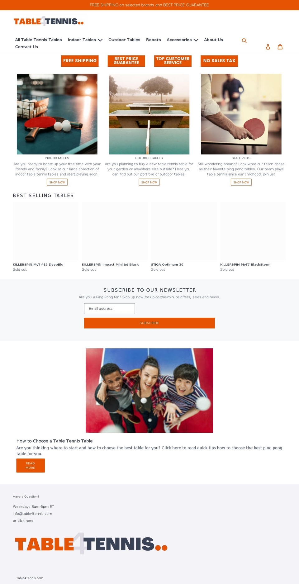 table4tennis.com shopify website screenshot