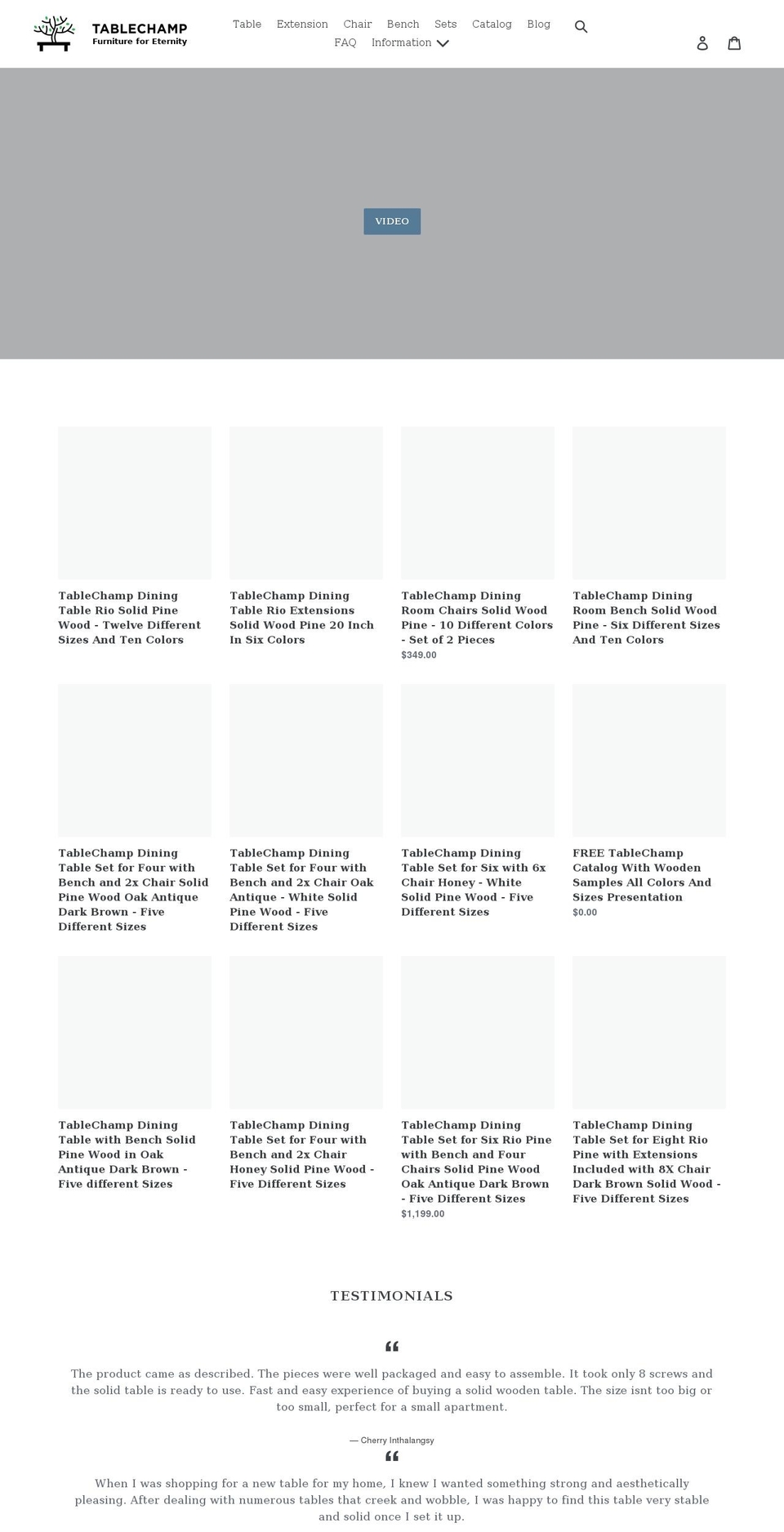 tablechamp.com shopify website screenshot