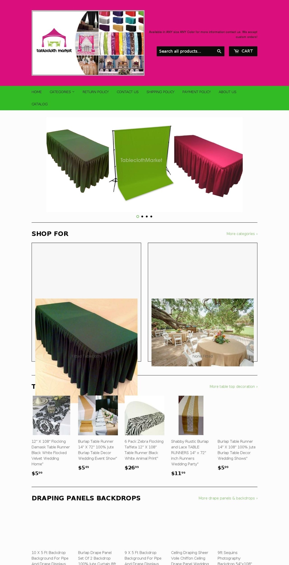 tableclothmarket.com — Shopify storefront screenshot