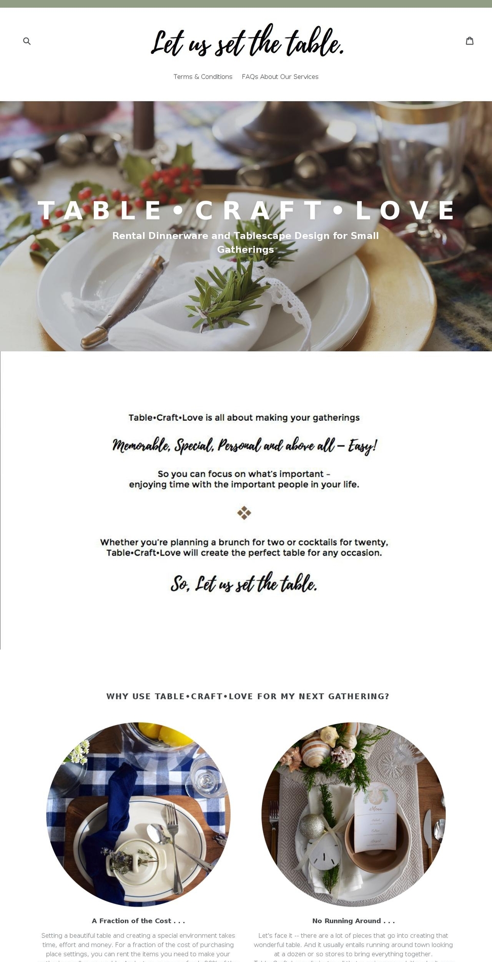 tablecraftlove.com shopify website screenshot