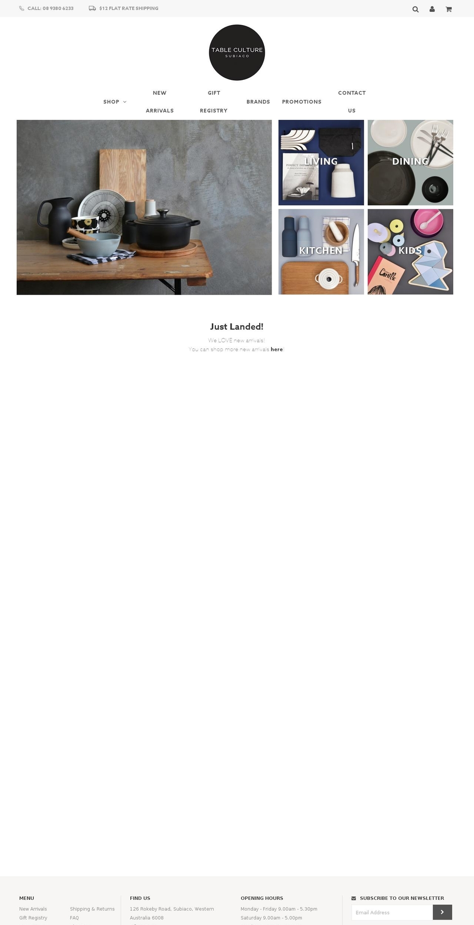 tableculture.com.au shopify website screenshot