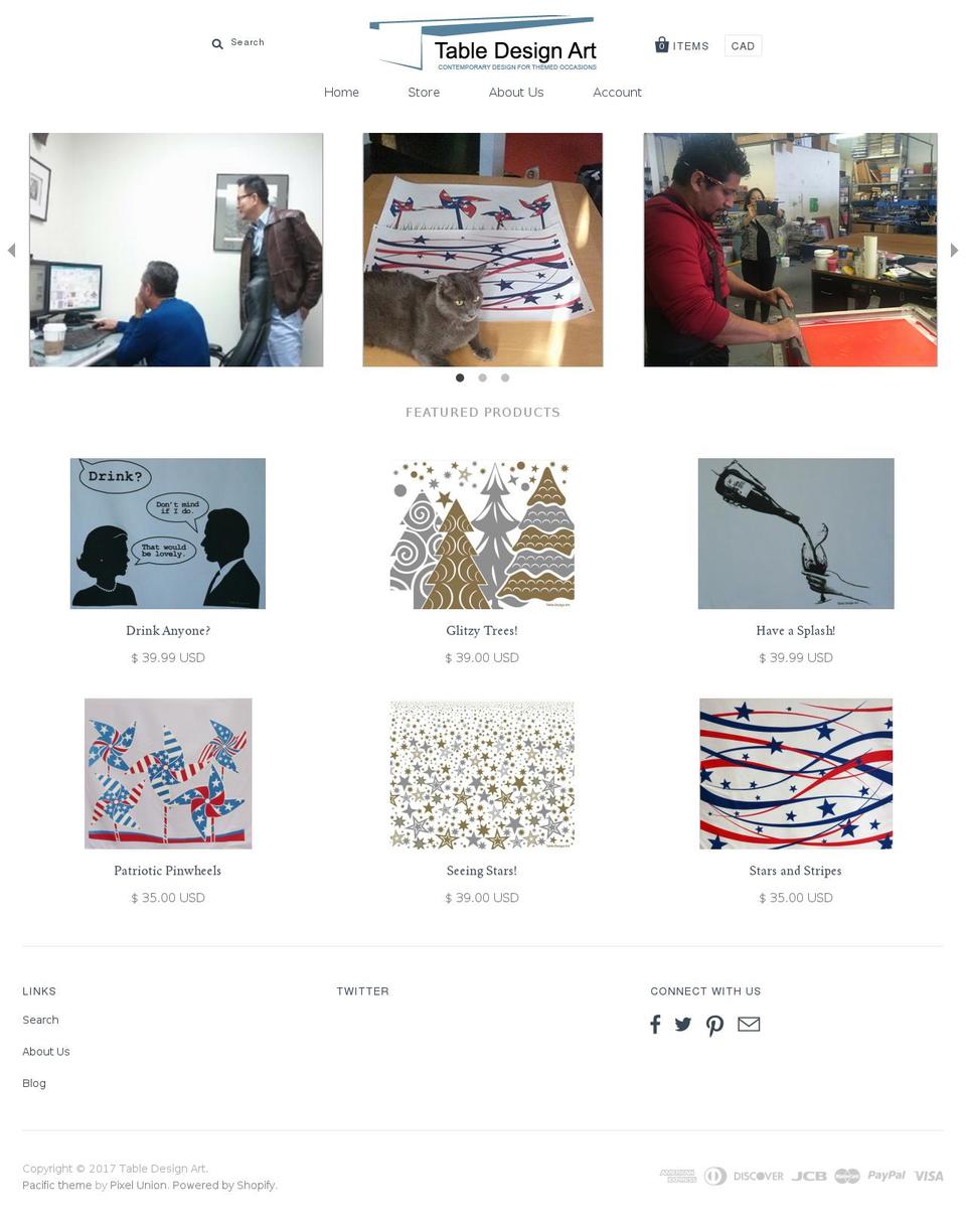 tabledesignart.com shopify website screenshot