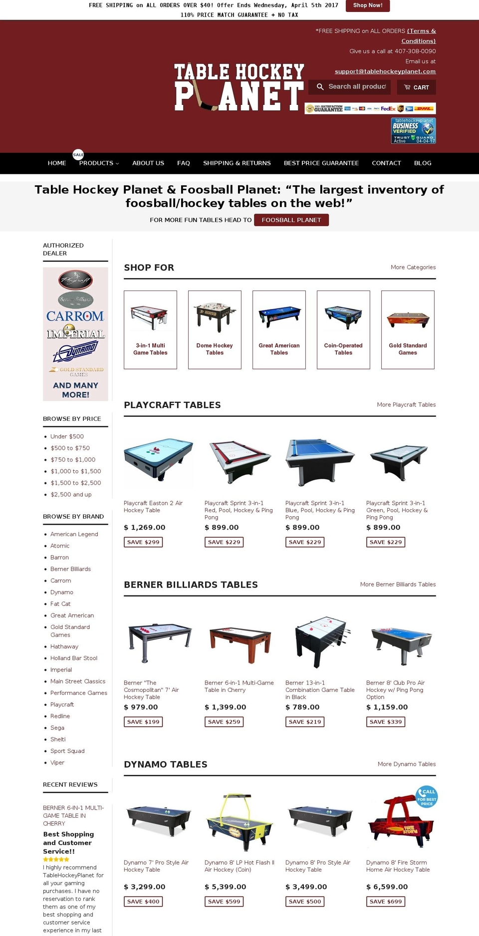 tablehockeyplanet.com shopify website screenshot