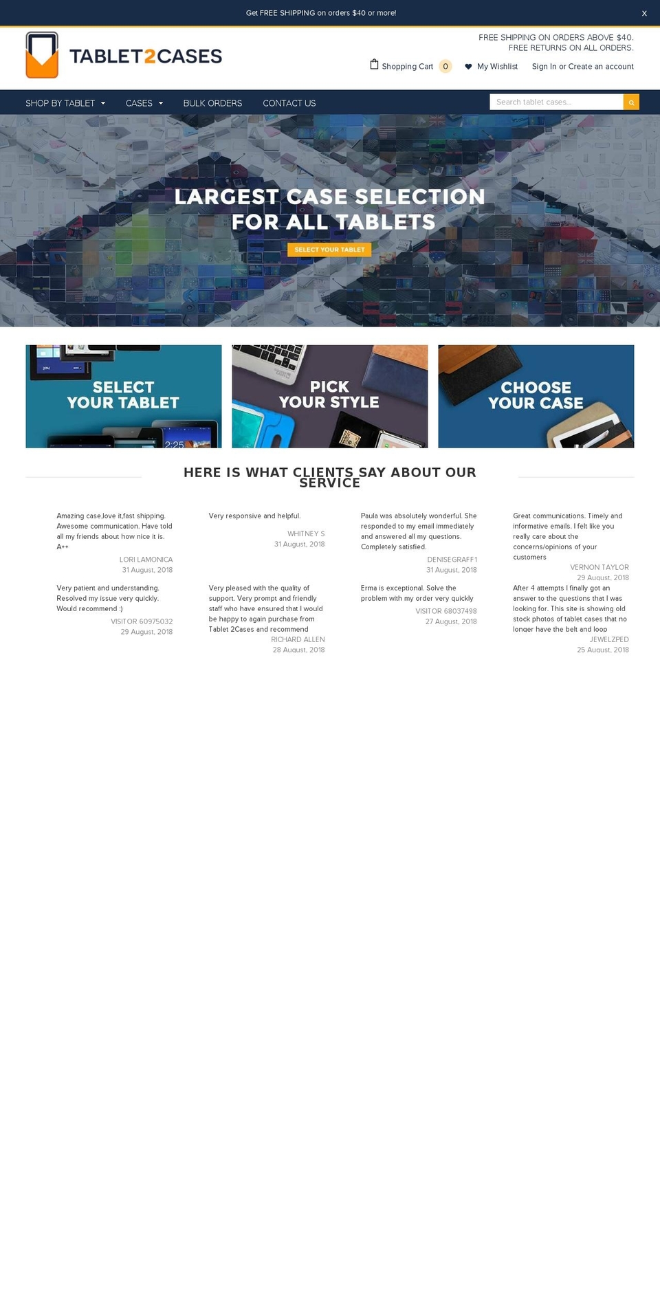 tablet2cases.org shopify website screenshot