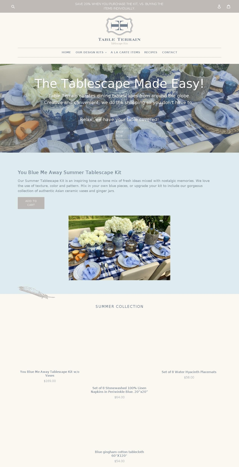 tableterrain.com shopify website screenshot