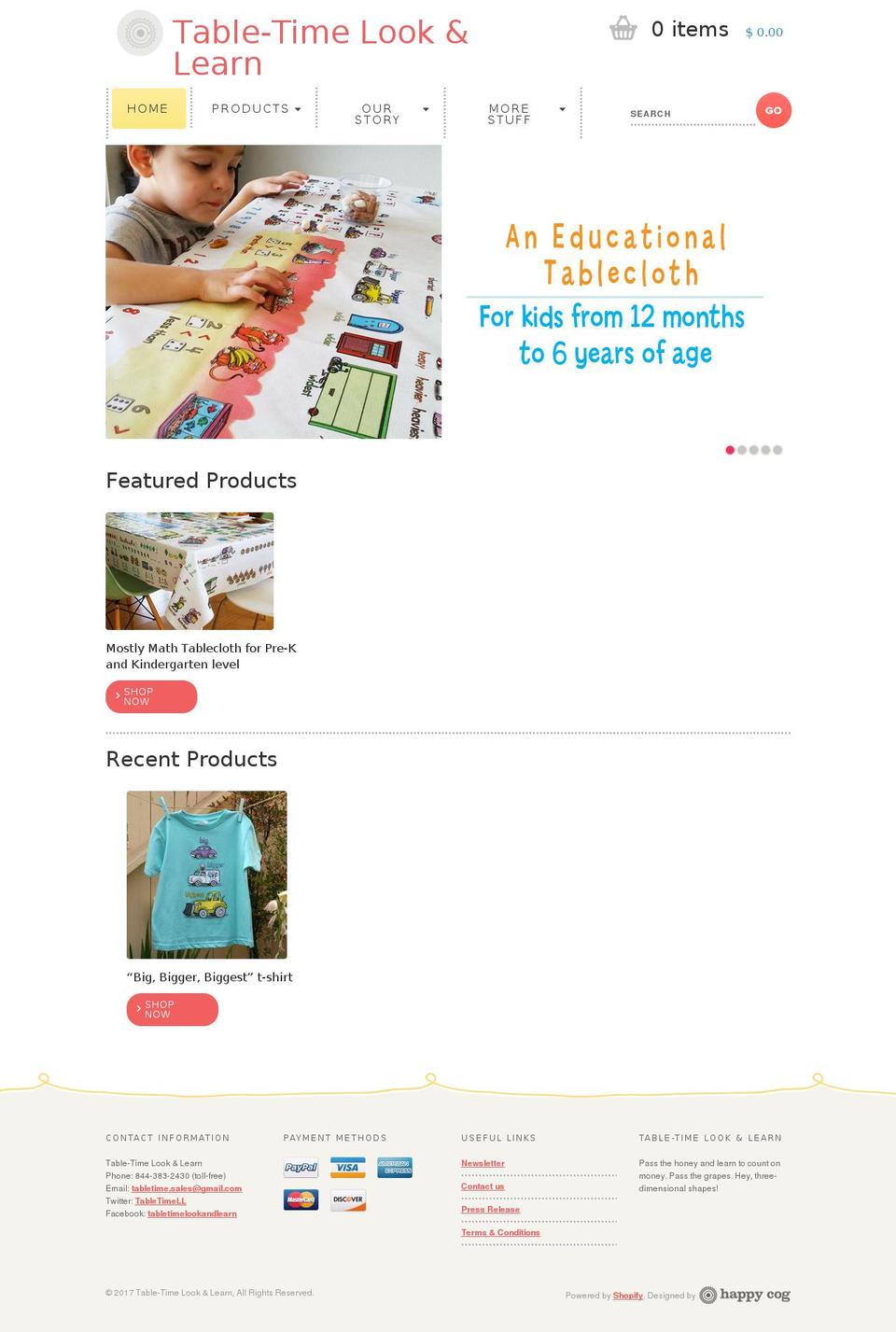 Philadelphia Shopify theme site example tabletimelookandlearn.com