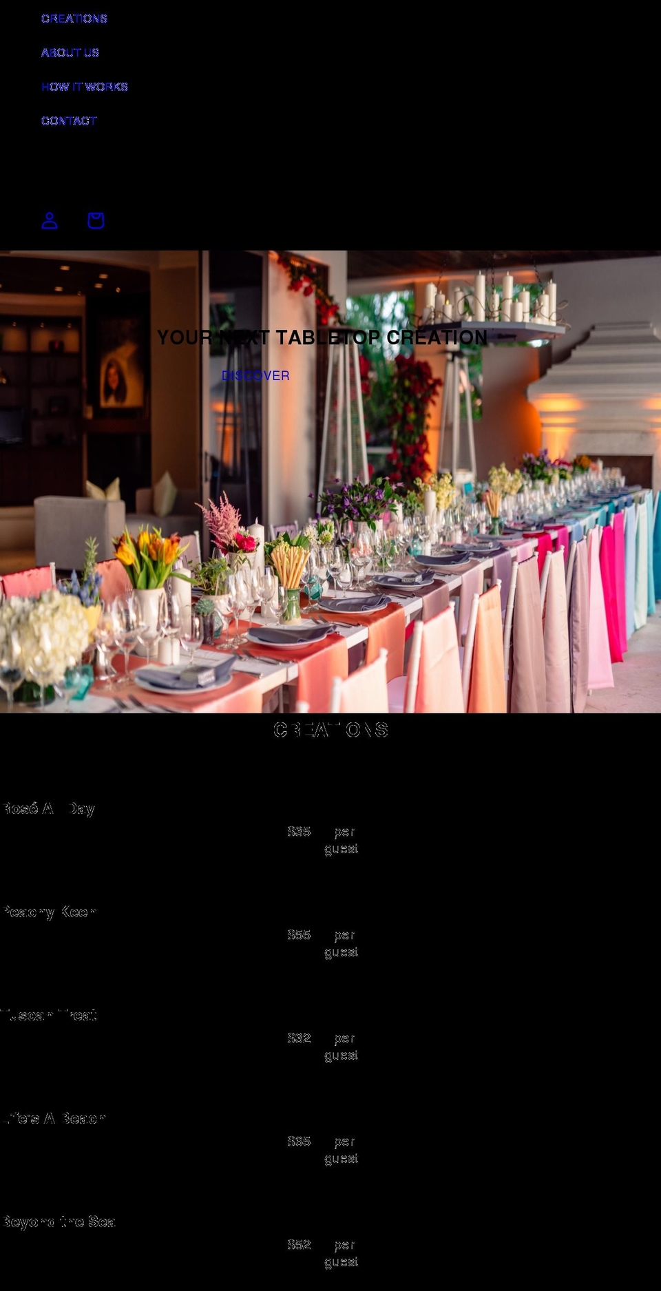 tabletopcreations.com shopify website screenshot