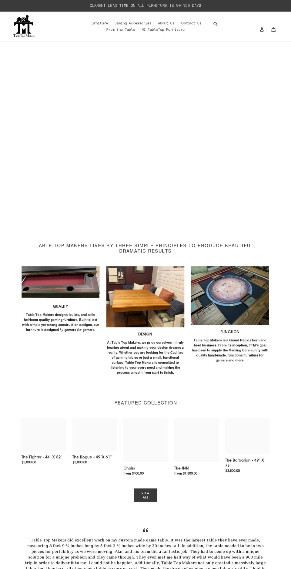 tabletopmakers.com shopify website screenshot