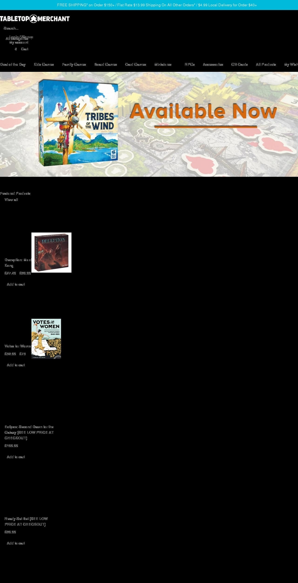 tabletopmerchant.com shopify website screenshot